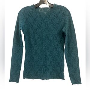 Hanky Panky Teal Lace Long Sleeve Top